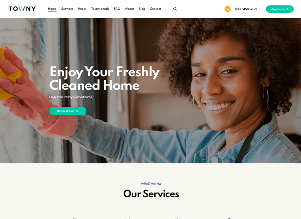 Towny | Tema de WordPress para servicios domésticos y exteriores