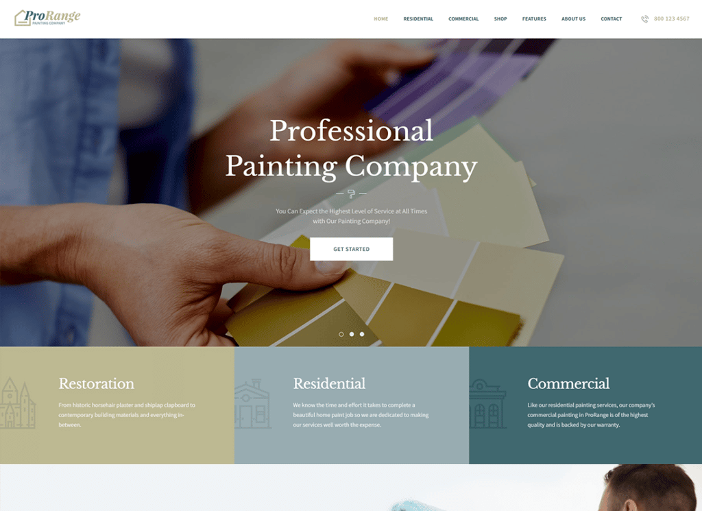 Gama profesional | Tema de WordPress para empresa de construcción de pintura y renovación
