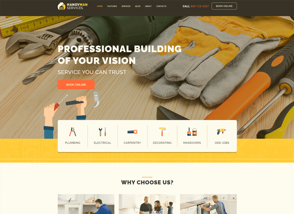 manitas | Servicios de construcción y reparación Tema de WordPress para edificios