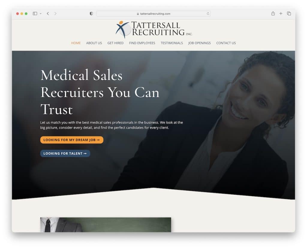 Tattersall Rekrutierungswebsite