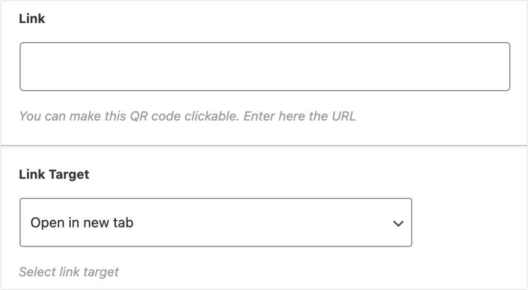 Agregue URL al campo Enlace para que se pueda hacer clic en el código QR