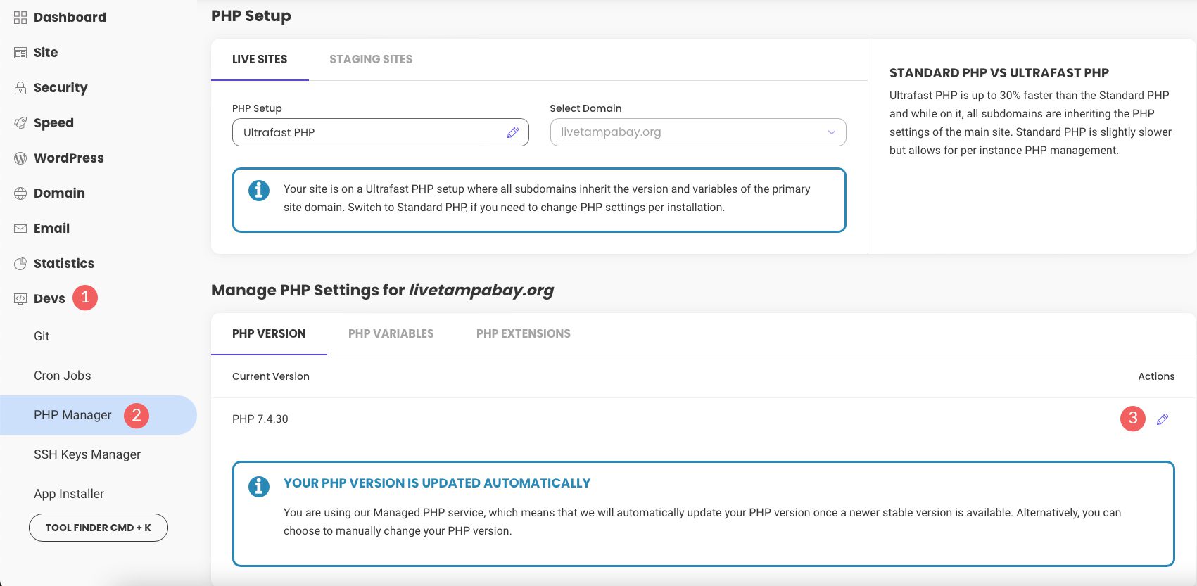 Actualizar WordPress PHP en SiteGround