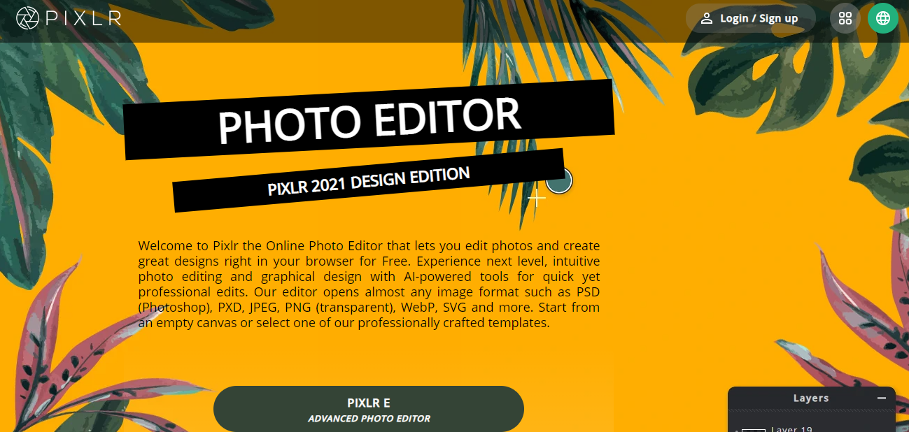 Pixlr - オンライン グラフィック デザイン ツール