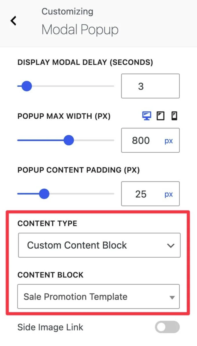 Tetapkan template popup