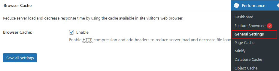 Activați browserul cache în W3 Total Cache