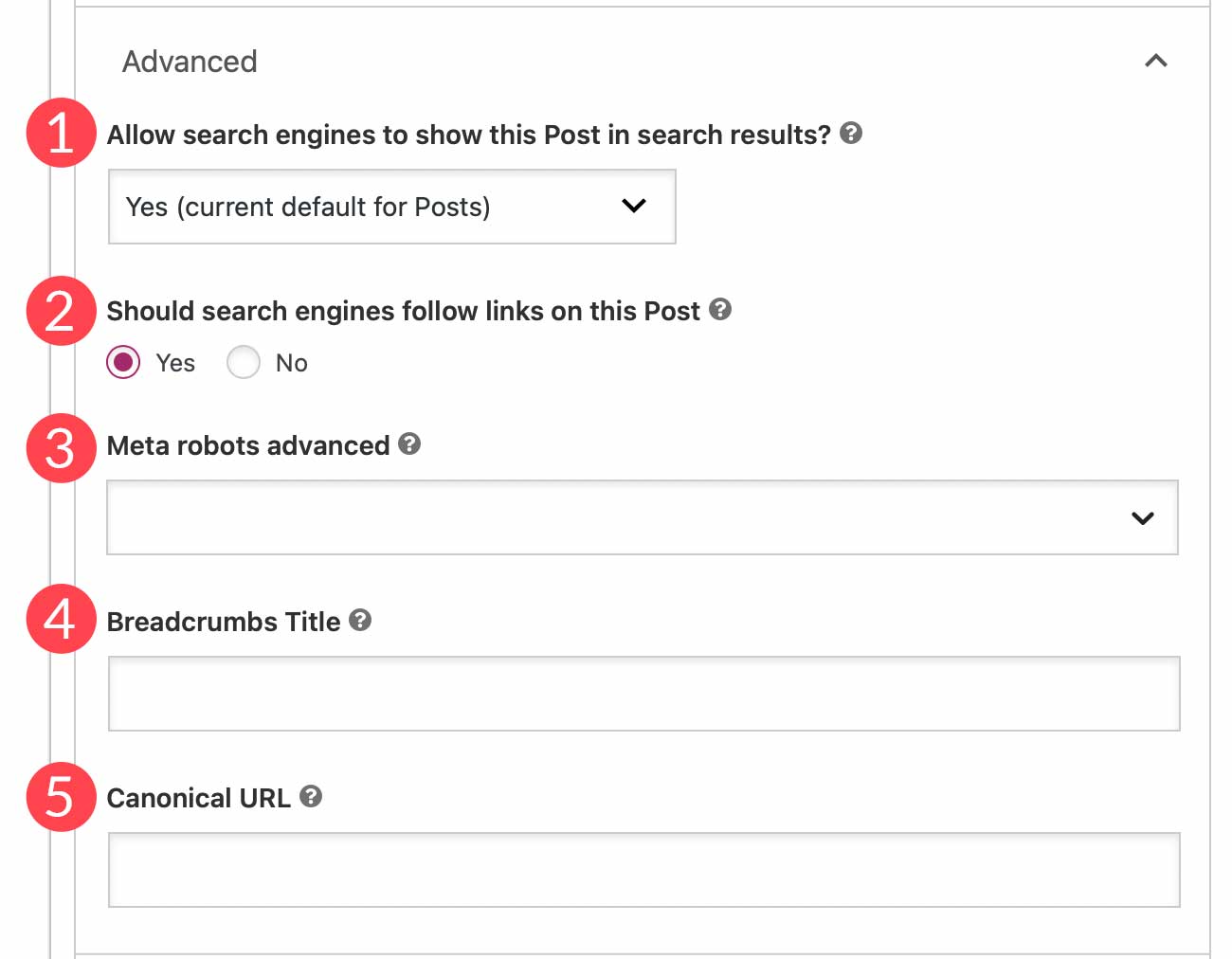 Opções avançadas do plug-in Yoast SEO