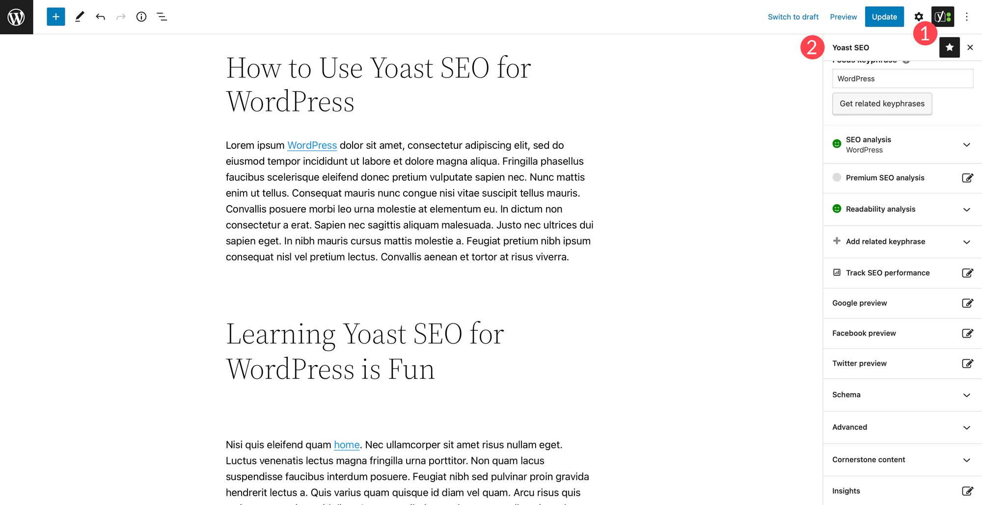 ธีมบล็อก Yoast SEO