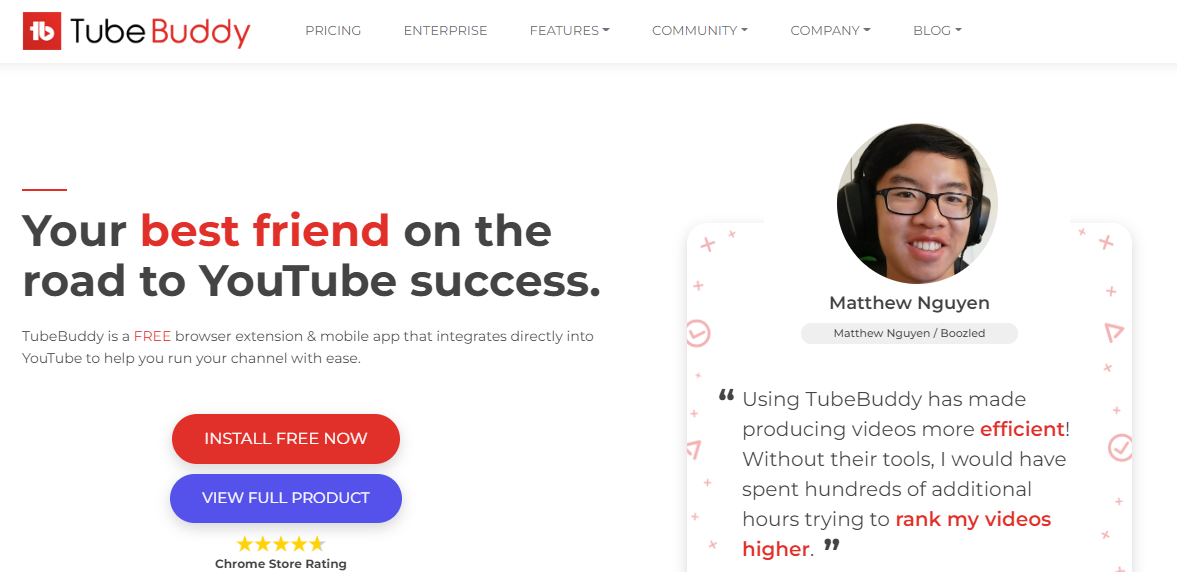 TubeBuddy- เครื่องมือติดตามอันดับเจ็ดของ YouTube