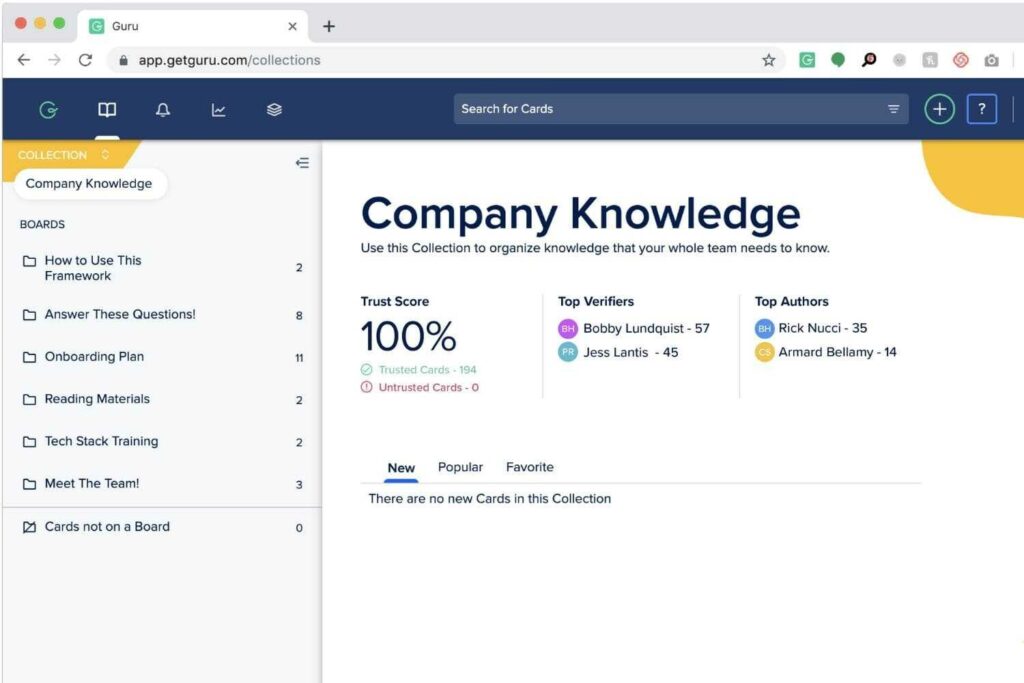 Guru Knowledge Base Builder zur Entwicklung eines Firmen-Wikis