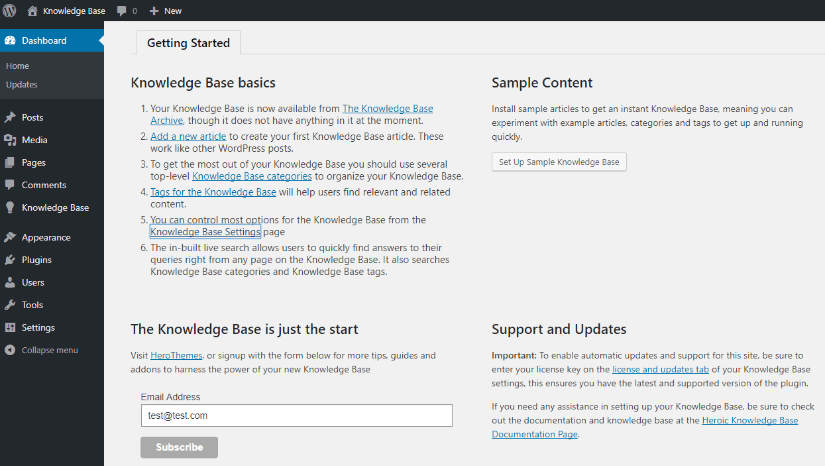 หน้าจอต้อนรับ Heroic Knowledge Base