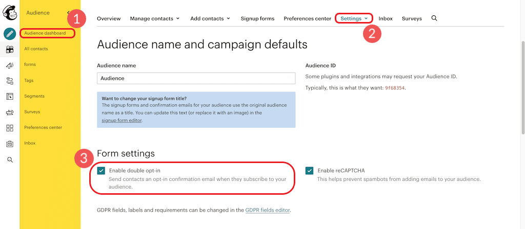 Mailchimp Comment activer le double opt-in