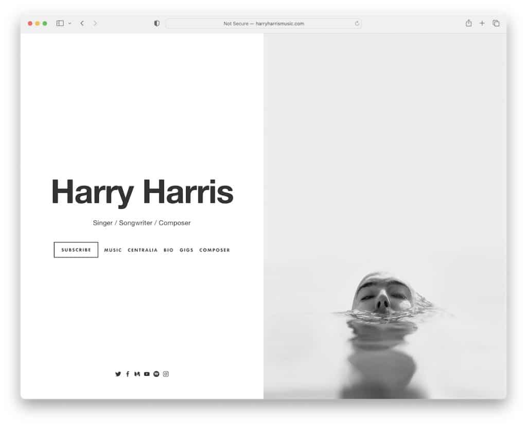 sitio web de harry harris cantante