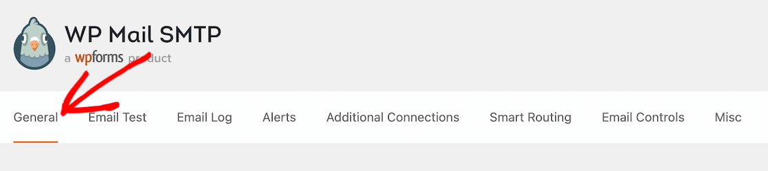 The General tab in the WP Mail SMTP menu options
