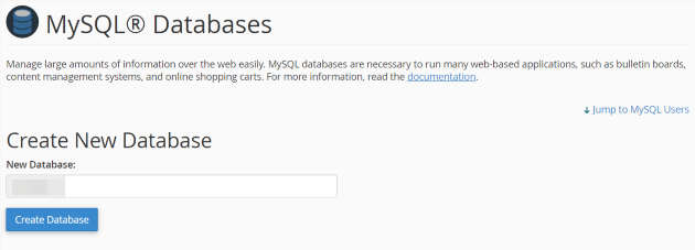 MySQL データベースのスクリーンショット