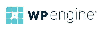 WP Engine 字标。蓝色的 WP Engine 齿轮位于公司名称的左侧