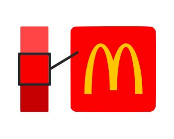 Le logo McDonald's avec une nuance de rouge sélectionné