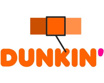 Le logo Dunkin' Donuts avec une nuance d'orange sélectionné