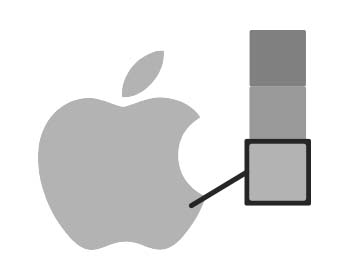 Le logo Apple avec une nuance de gris sélectionné