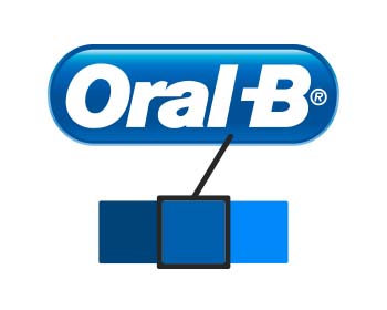 Le logo Oral-B avec une nuance de bleu sélectionné