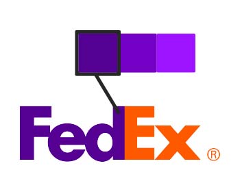 Le logo FedEx avec une nuance de violet sélectionné