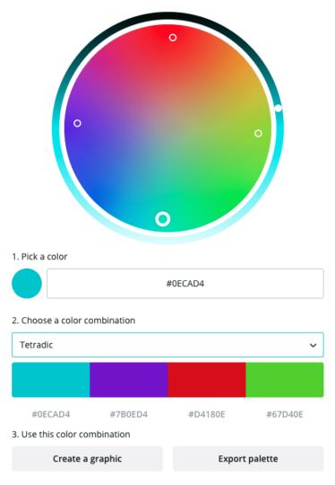 palet warna tetradik berdasarkan warna merek utama WP Engine