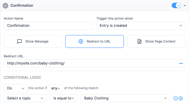 confirmation form actions can use conditional logic for powerful results.