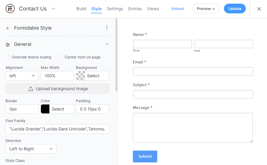 The new visual styler is now built into our form building process