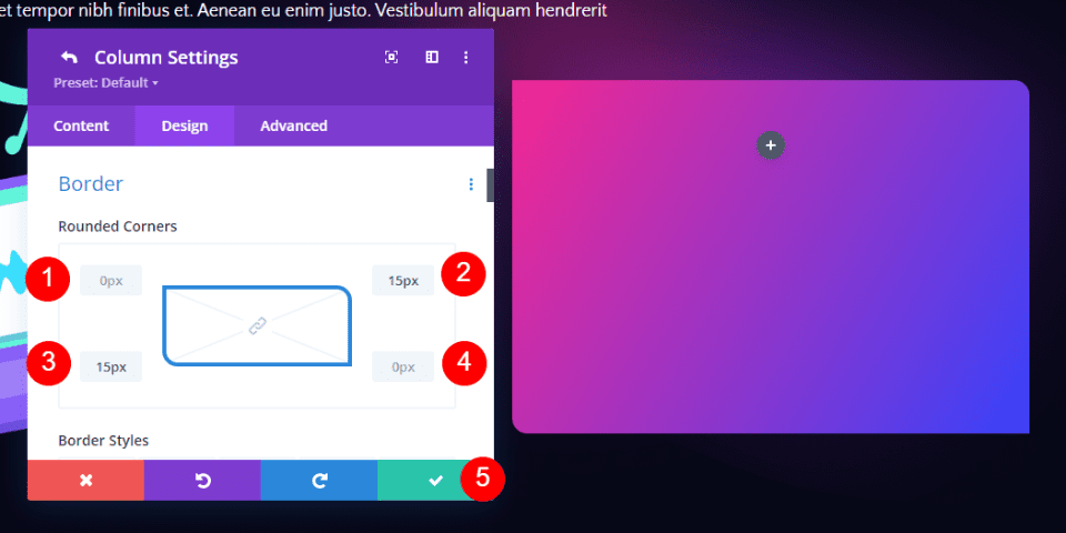 Divi Pie de página Formulario de contacto Ejemplo dos