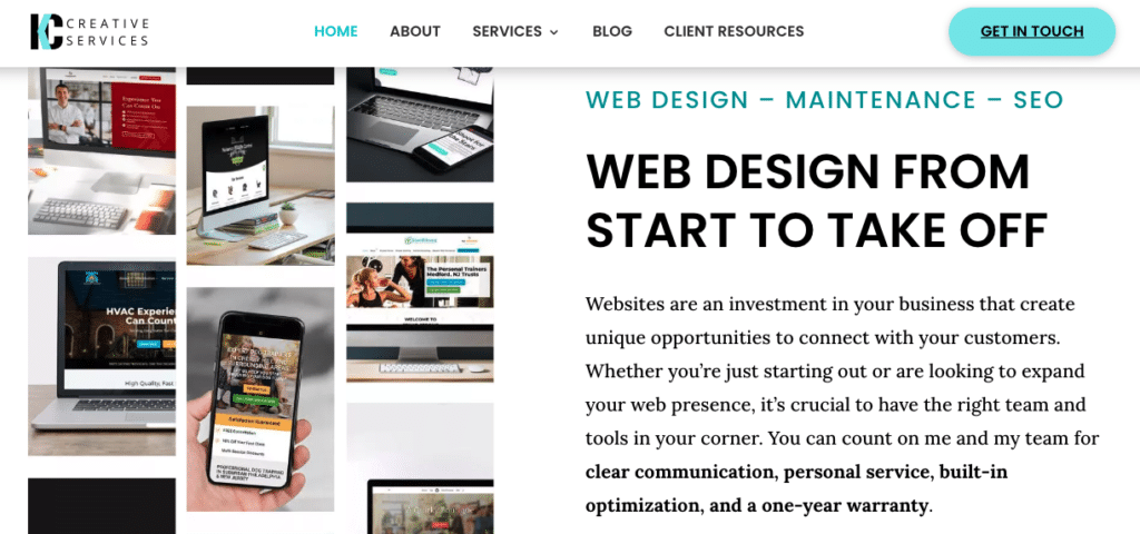 Kelly C Creative Services の Web サイトのスクリーンショット