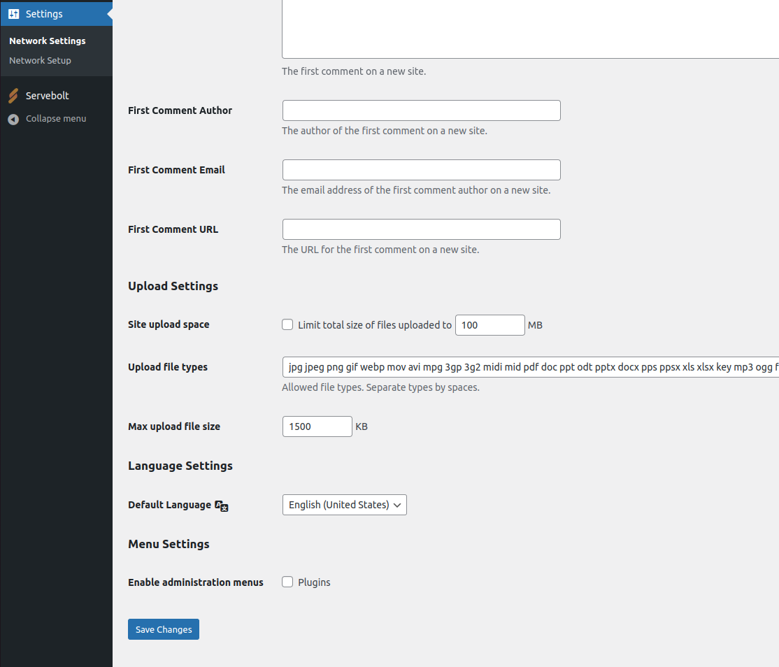 Wordpress ネットワーク管理者設定