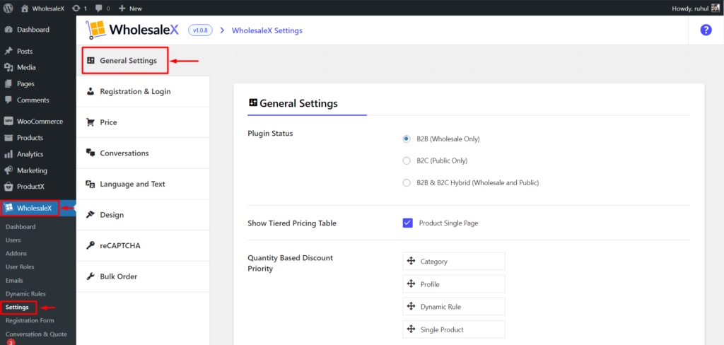 WholesaleX General Settings