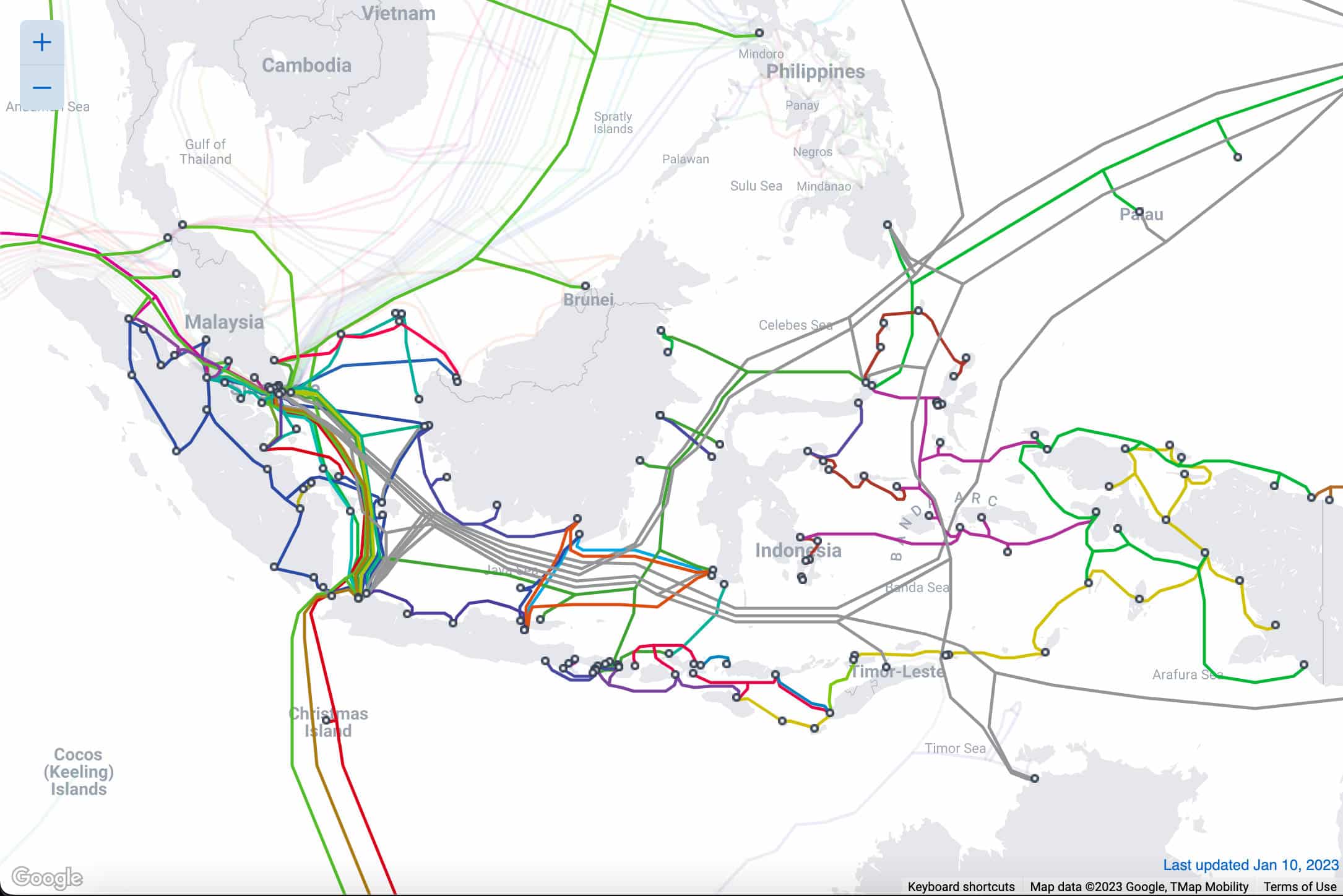 Mapa de cables de Indonesia