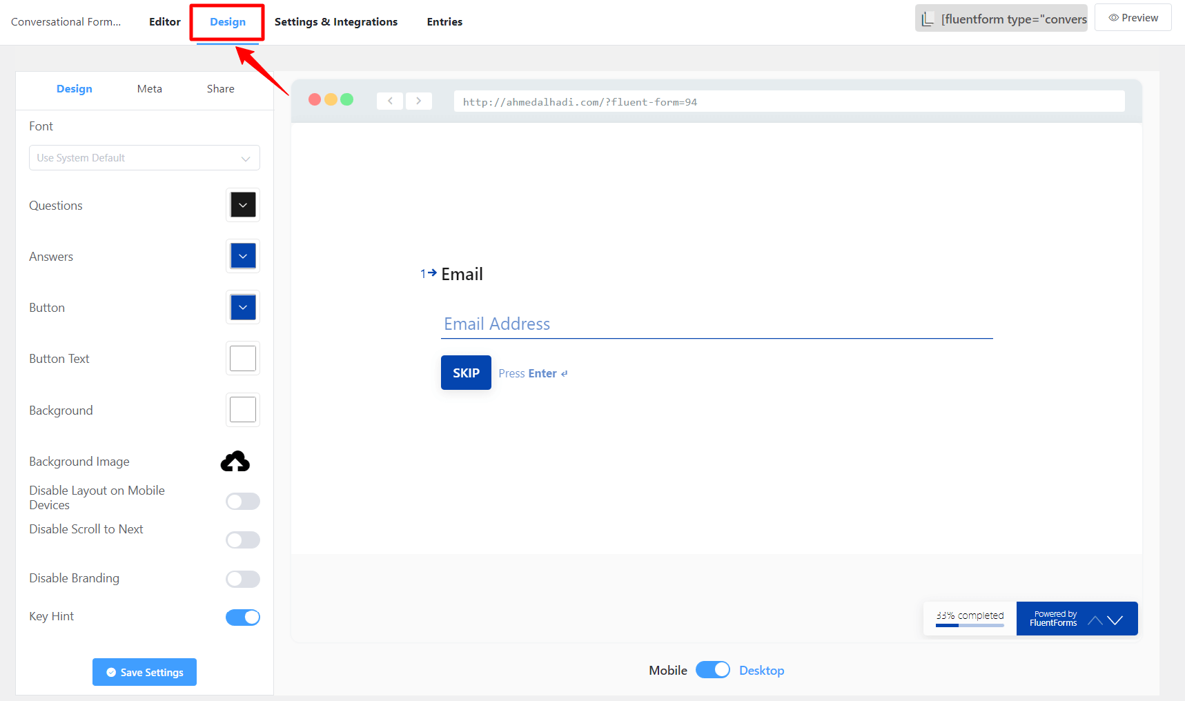 Generador de flujos de trabajo de formularios conversacionales de Fluent Forms