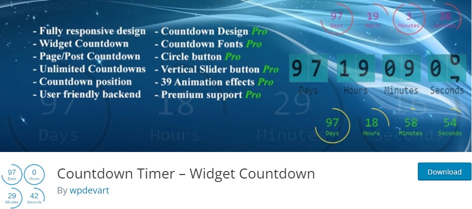 Temporizador de cuenta regresiva - Widget de cuenta regresiva