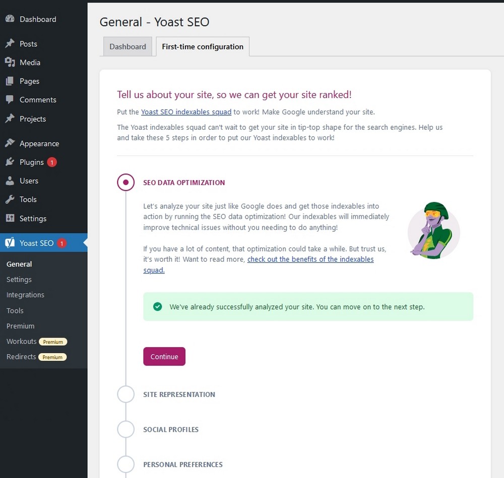 Démarrer la première configuration