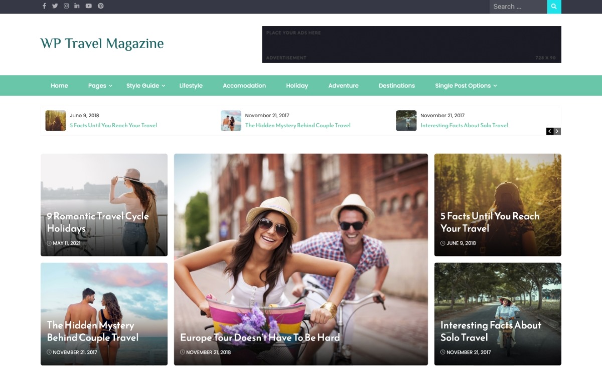 WP Travel Magazine Theme التجريبي