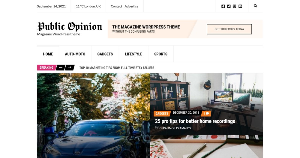 Thème WordPress du magazine d'opinion publique