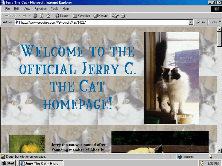 Eine Geocities-Website ist eines der frühesten Beispiele aus der Geschichte der Website-Ersteller.