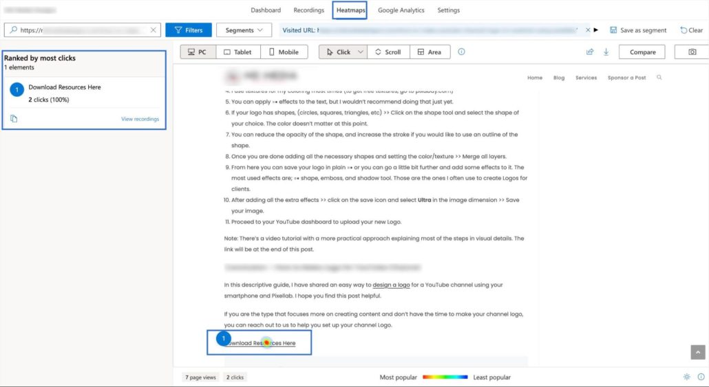 Microsoft Clarity Heatmap tracking