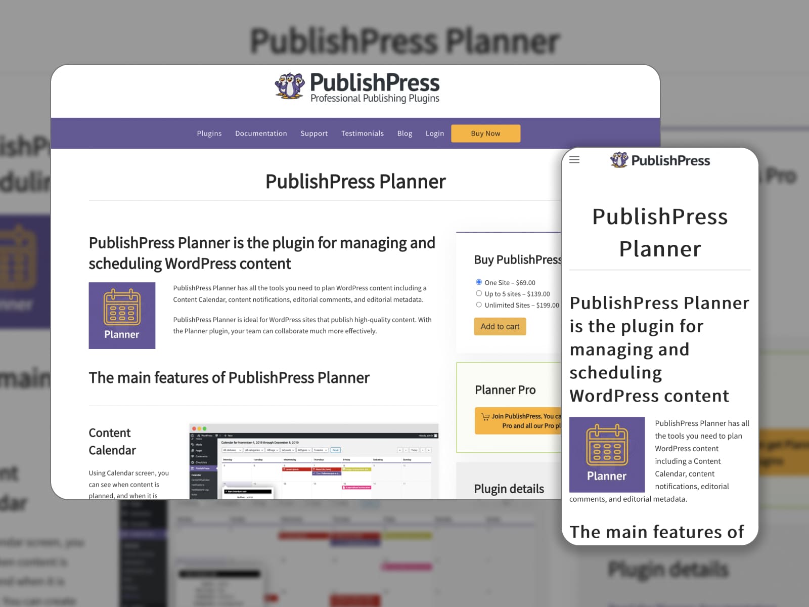 Collage de la page des fonctionnalités principales du plugin de planificateur d'actualités PublishPress.