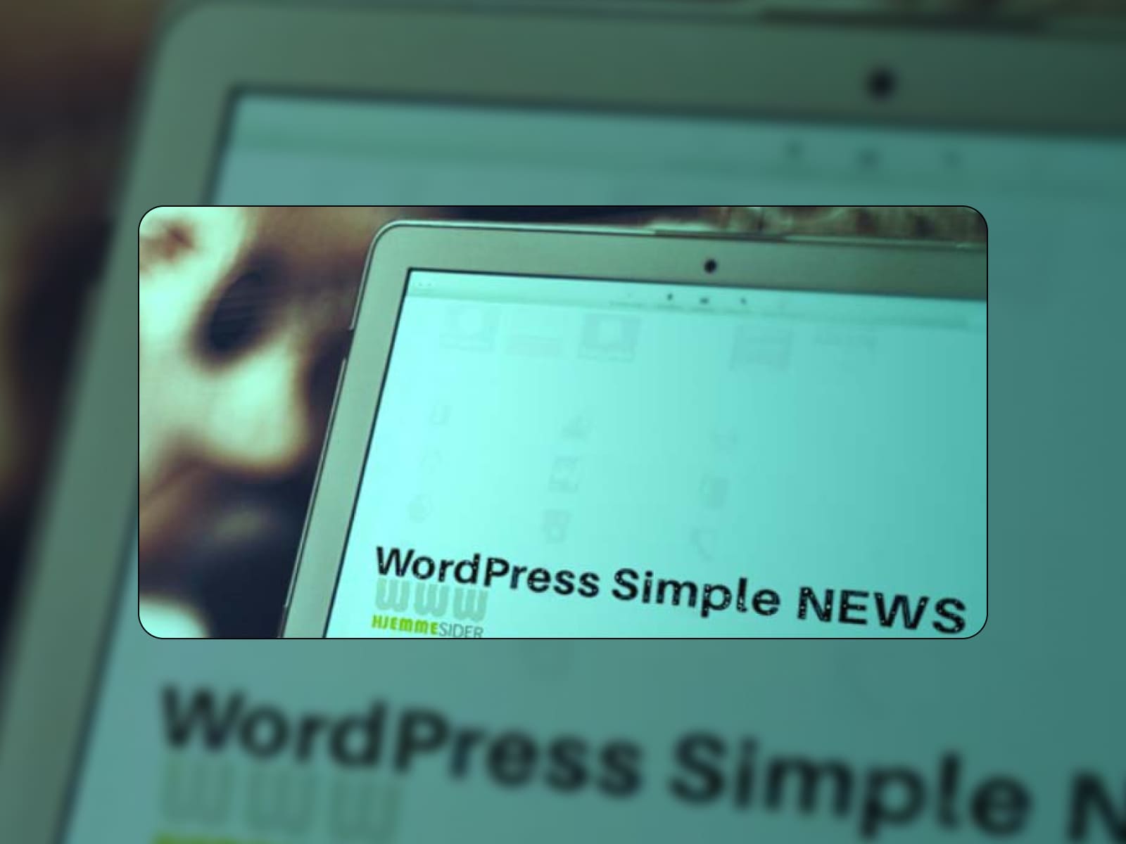 Kolase plugin Simple News WordPress dalam warna hijau muda.