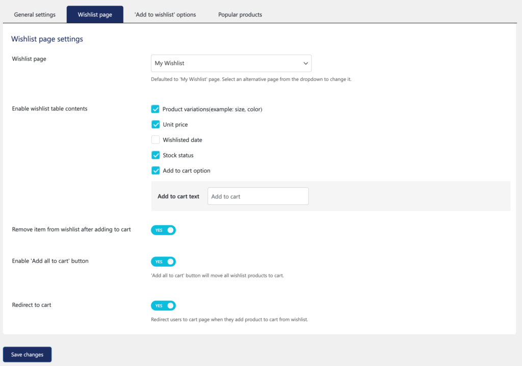 Configuración de la página de lista de deseos en WooCommerce