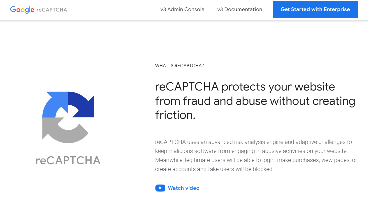 Google reCAPTCHA 主页