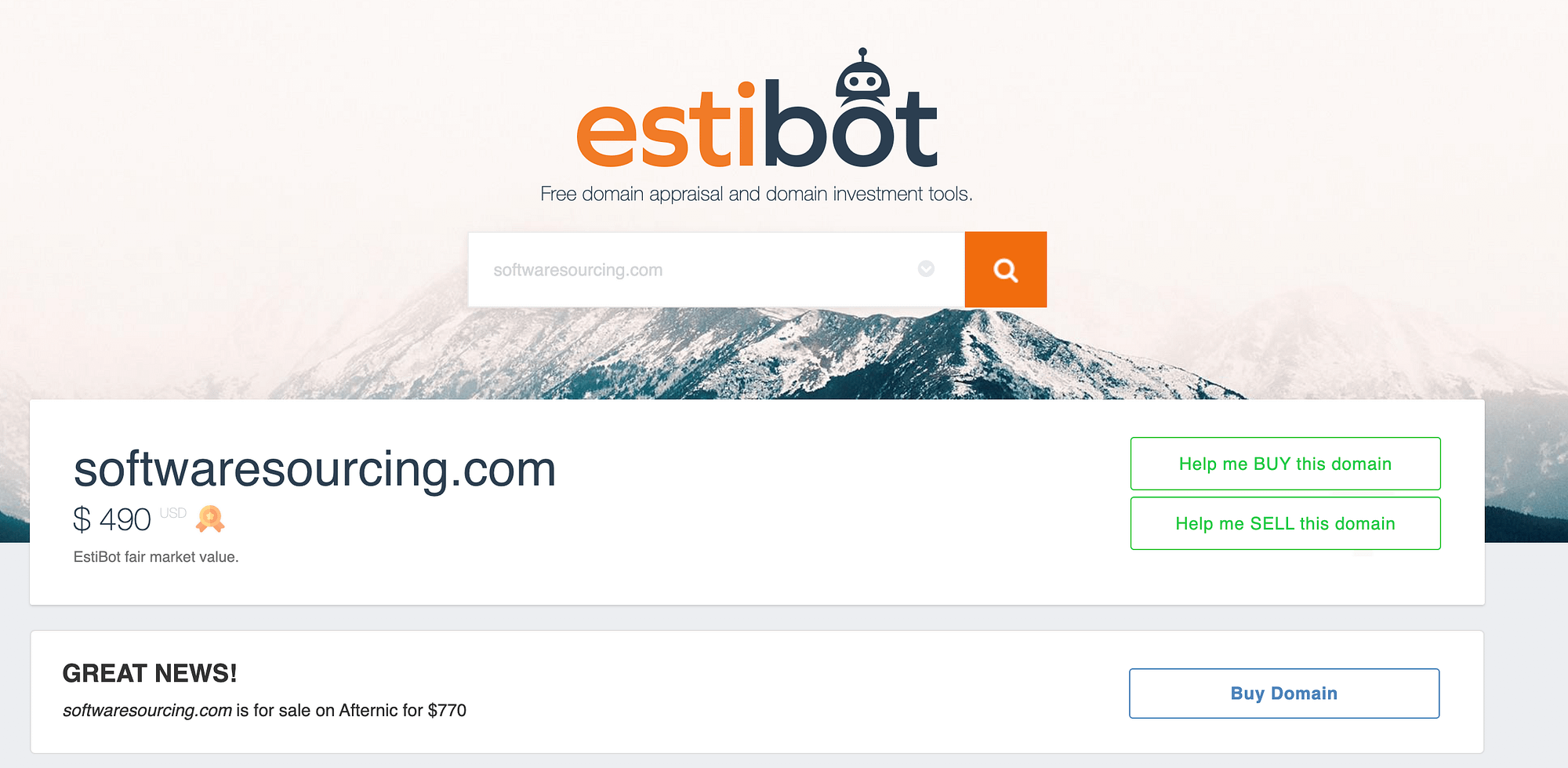 Aparcamiento de dominio con estibot