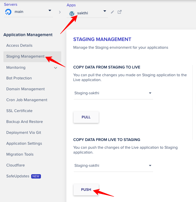 Cloudways-staging-push