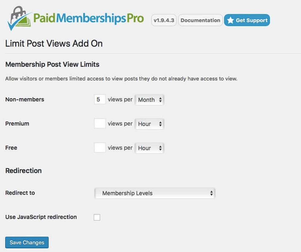 Membresías pagas Pro Límite de vistas de publicaciones