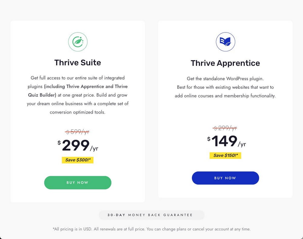 Precios de Thrive Apprentice