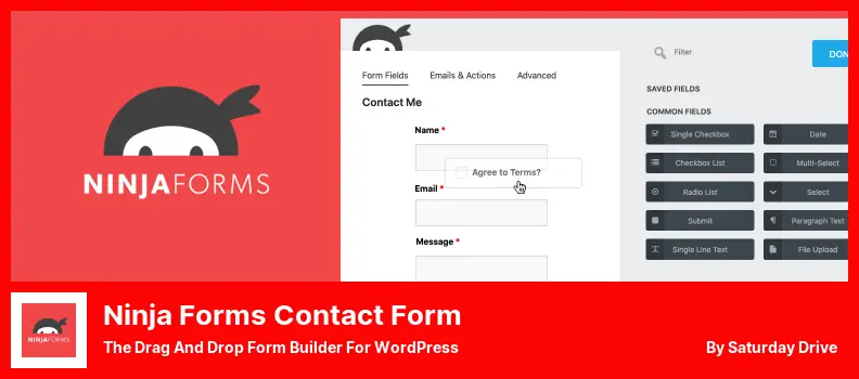 Complemento de formulario de contacto de Ninja Forms: el generador de formularios de arrastrar y soltar para WordPress