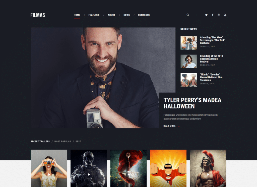 Filmax - Tema WordPress para revista de notícias sobre cinema e cinema