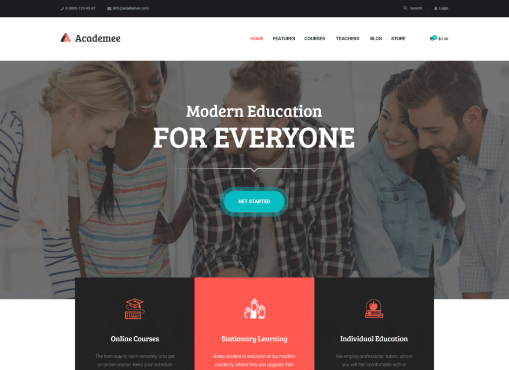 Academee - 교육 센터 및 교육 과정 WordPress Theme